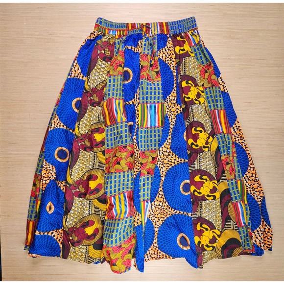 Jessica Taylor African Ankara Skirt 2XL Patchwork Maxi Long Colorful Festival - Picture 1 of 9
